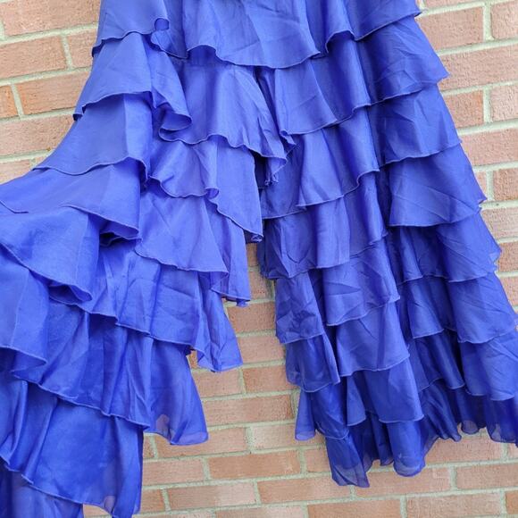 Akira Chicago Express Yourself Ruffled Drama Pants in Royal Blue XL - Picture 3 of 8